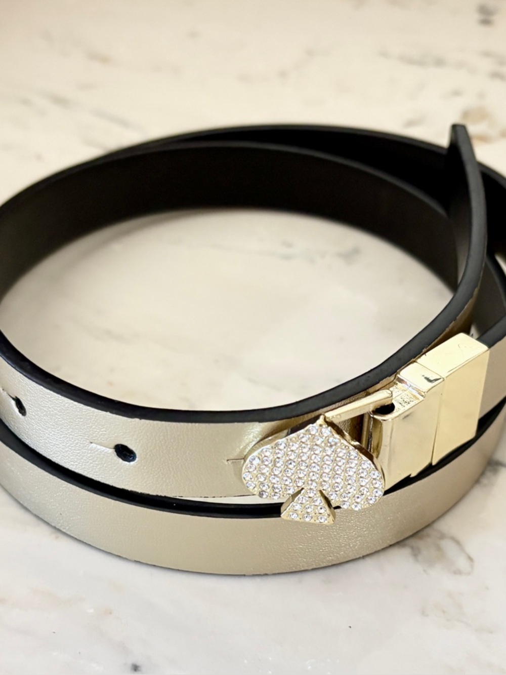 kate spade reversible, gold, and black belt, size small